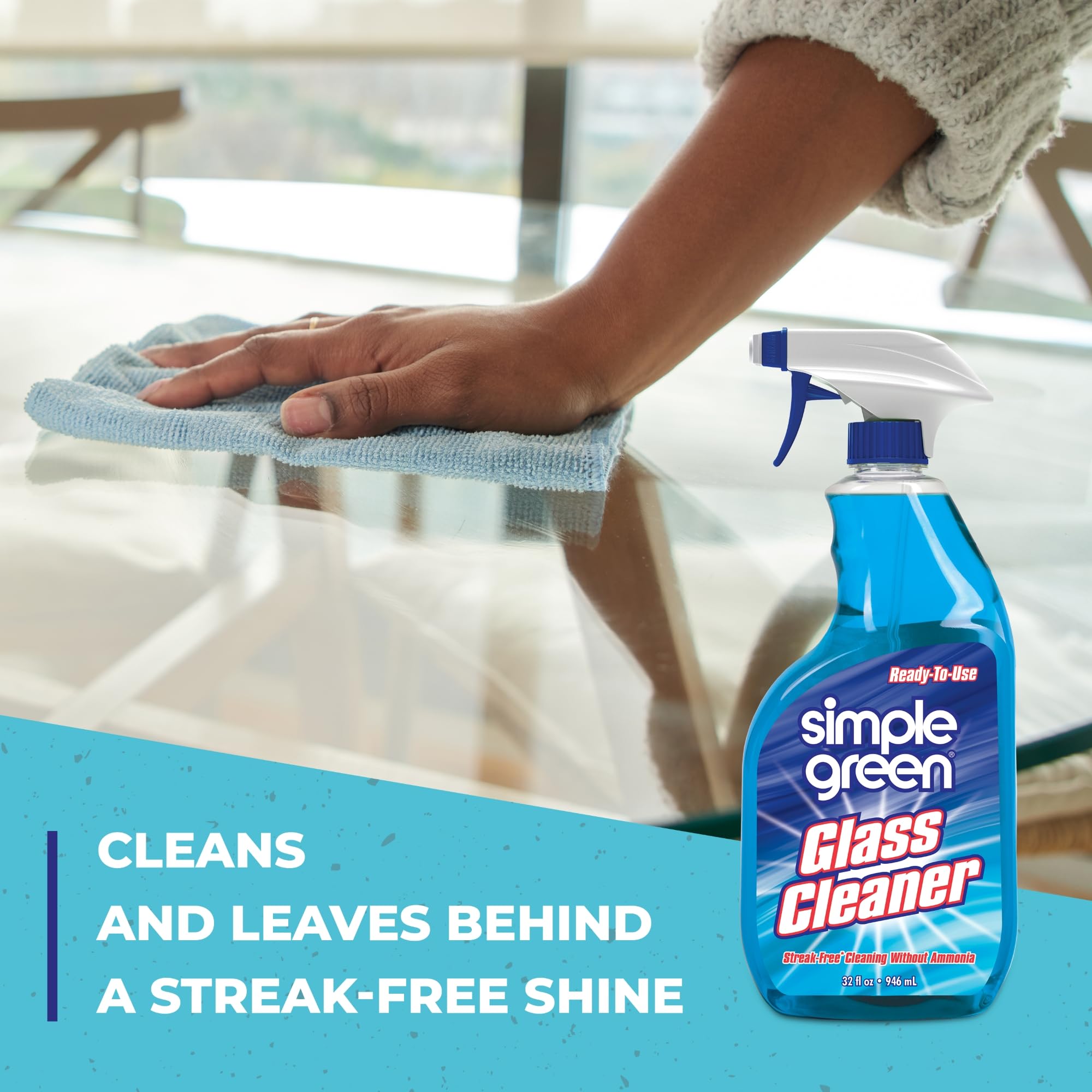 SIMPLE GREEN Ready-To-Use Glass Cleaner, 32 oz., Blue - Image 3